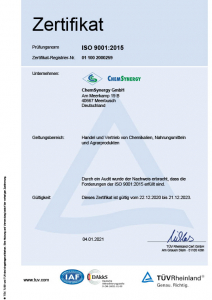 ChemSynergy GmbH ISO 9001 Zertifikat